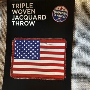 Triple Woven Jacquard Throw Blanket - American Flag Red, White & Blue. NEW